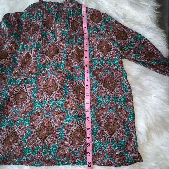 Joie Paisley Print Blouse Women's M Multicolor Mock Neck Long Sleeve - Picture 12 of 13